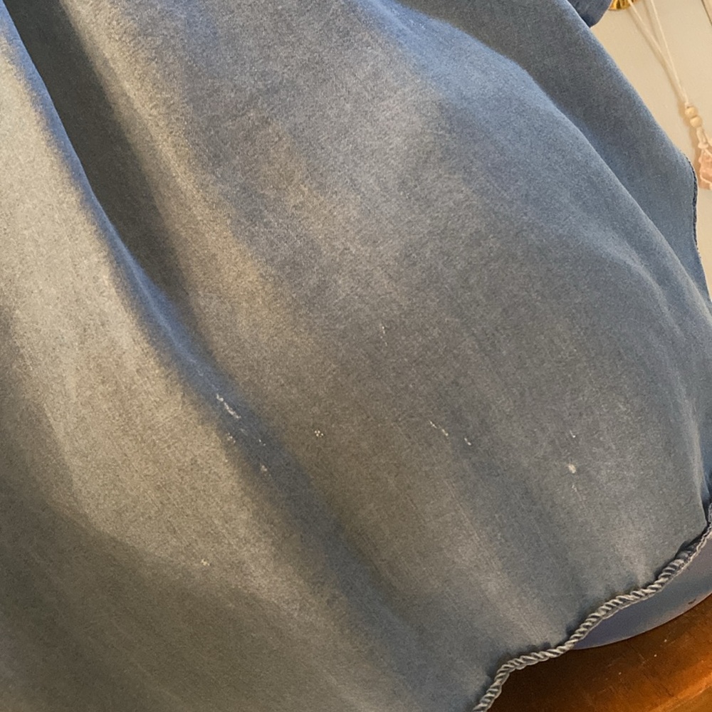 a.n.a Blue Denim Gardener Artist 3/4 Sleeve Tie Front Blouse Shirt Top - Picture 14 of 16